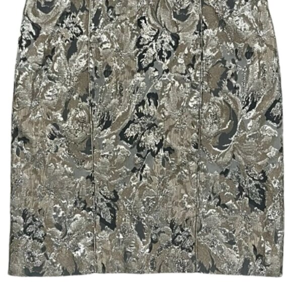 THEIA Brocade Design Metallic Silver Gray Floral Cocktail Dress Size 8 NWOT - Picture 6 of 15